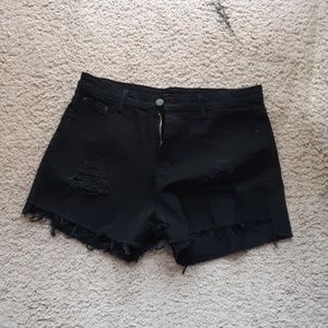 Distressed black jean shorts (Never worn)